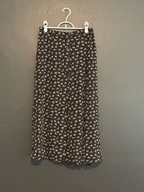 Black Floral Maxi Skirt - Women's A-Line Flow